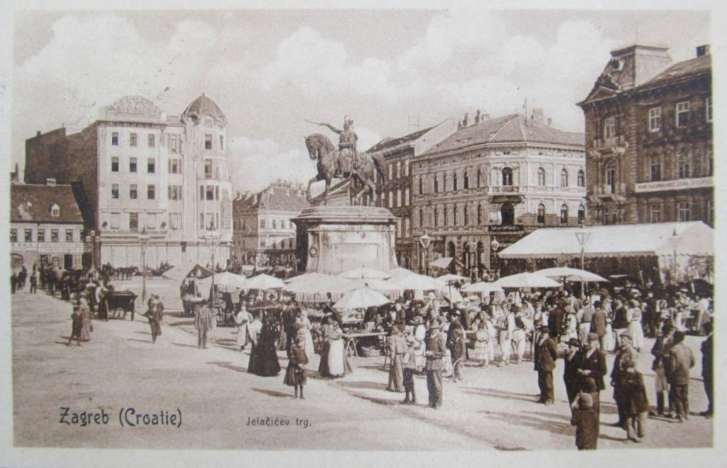 Trg bana Jelačića oko 1910. godine, prema Jurišićevoj